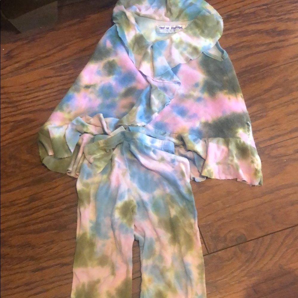 Groovy "Out of Control, Los Angeles" Pastel Tie-Dye Ruffle Set - Size 6 Months